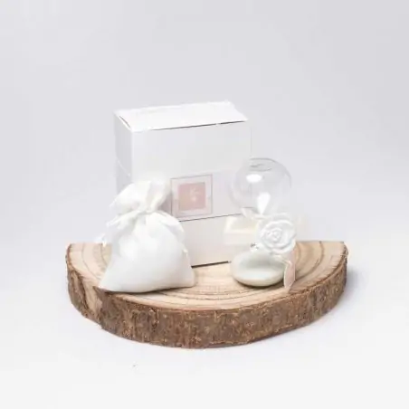 bomboniere clessidre matrimonio in vetro con sabbia bianca e