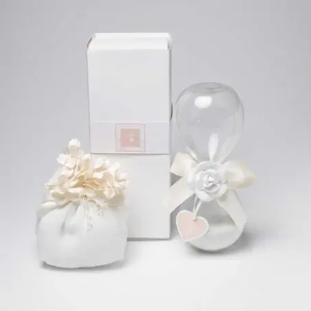 clessidre in vetro con sabbia bianca e rosa