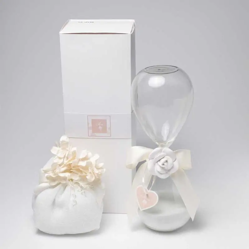 clessidre particolari vetro sabbia bianca con rosa