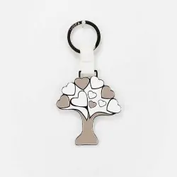 PORTACHIAVI SMALTATO ALBERO DELLA VITA BIANCO E BEIGE