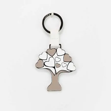 PORTACHIAVI SMALTATO ALBERO DELLA VITA BIANCO E BEIGE