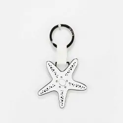 PORTACHIAVI SMALTATO STELLA MARINA BIANCO E BEIGE