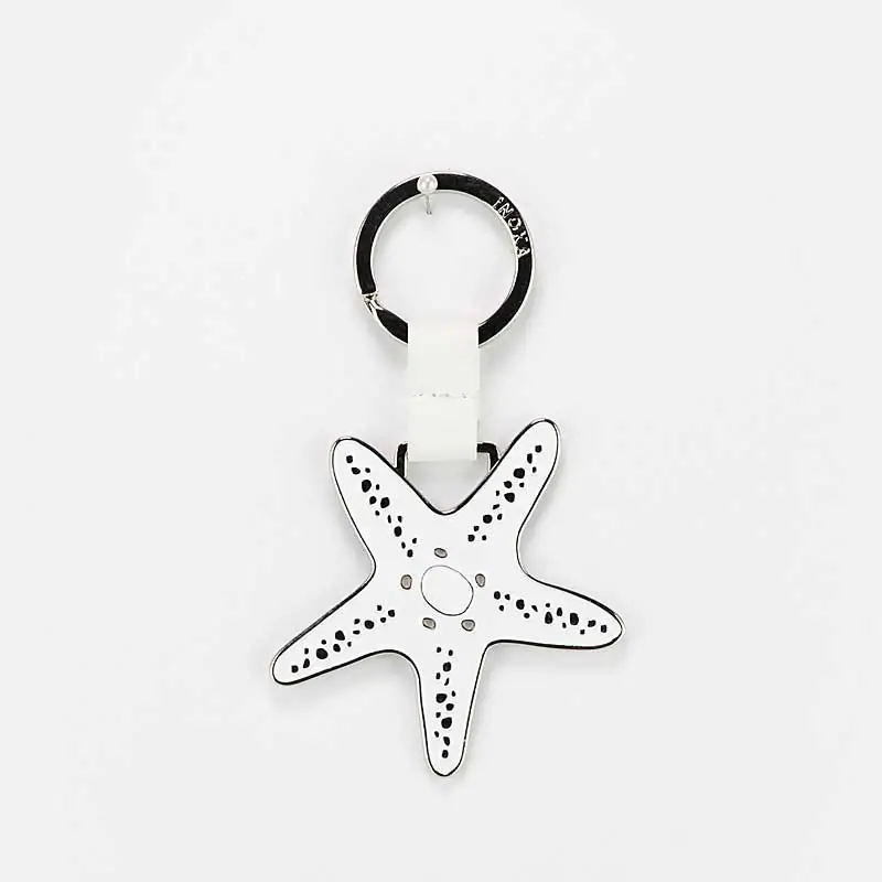 PORTACHIAVI SMALTATO STELLA MARINA BIANCO E BEIGE