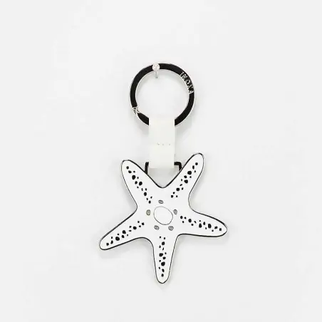 PORTACHIAVI SMALTATO STELLA MARINA BIANCO E BEIGE