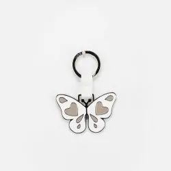 PORTACHIAVI SMALTATO FARFALLA BIANCO E BEIGE