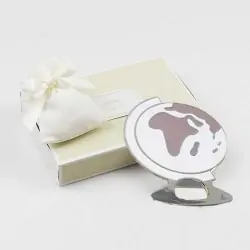 Apribottiglie bomboniera calamita mappamondo bianco e beige