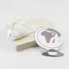 Apribottiglie bomboniera calamita mappamondo bianco e beige