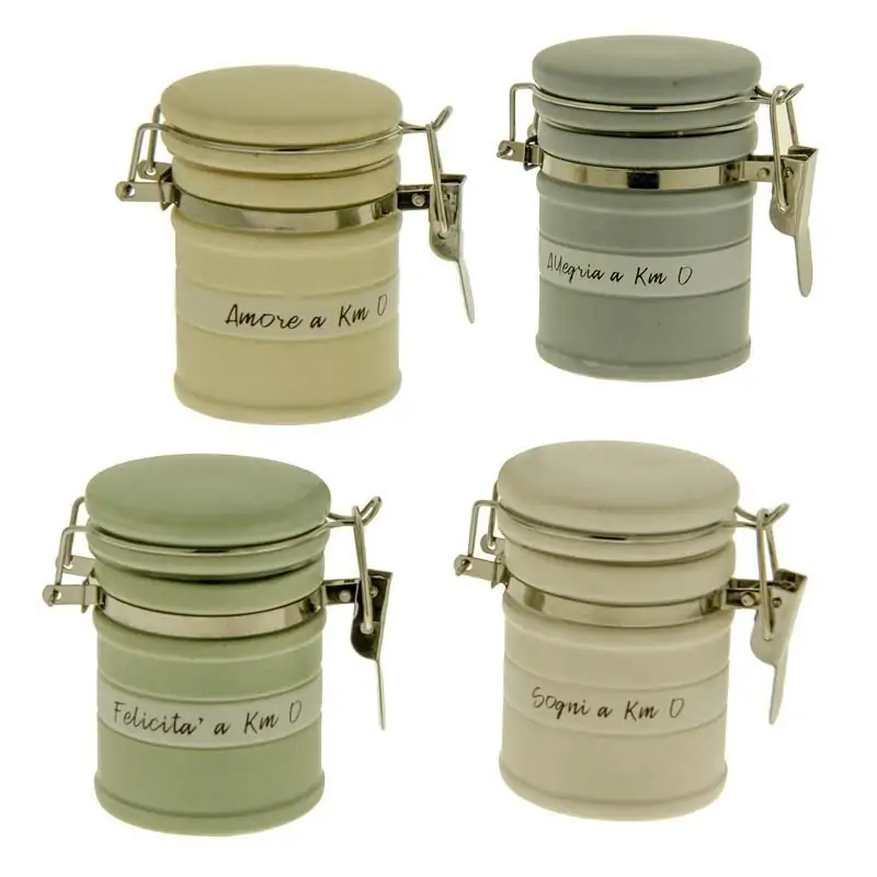 barattoli ermetici ingrosso in ceramica 4 colori con frasi