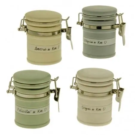 barattoli ermetici ingrosso in ceramica 4 colori con frasi