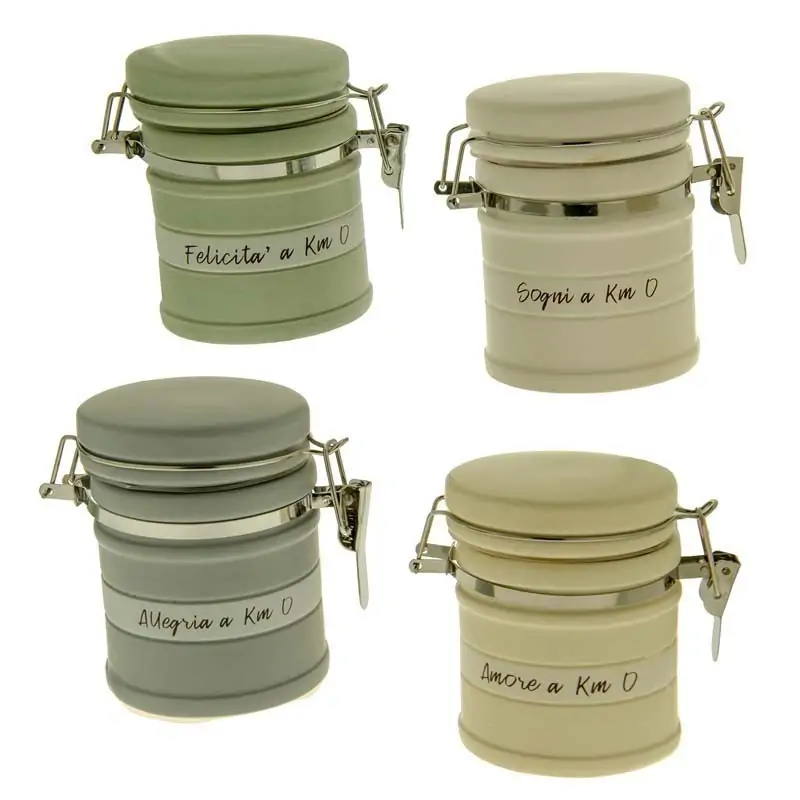 barattoli chiusura ermetica in ceramica 4 colori con frasi