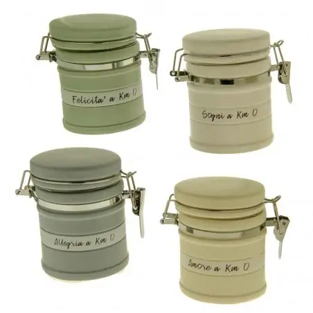 barattoli chiusura ermetica in ceramica 4 colori con frasi