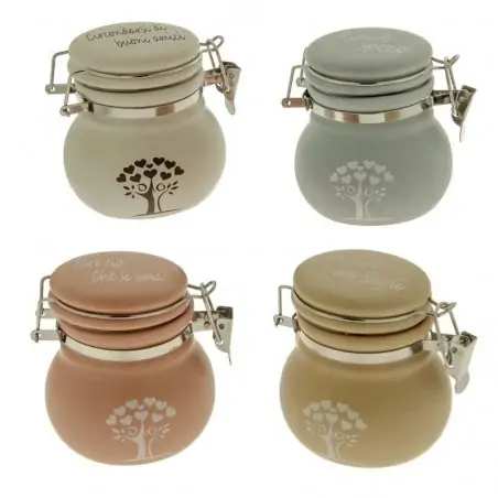 barattoli ermetici in porcellana con decorazione albero della