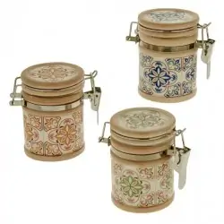 vasetti chiusura ermetica in ceramica fantasia maiolica