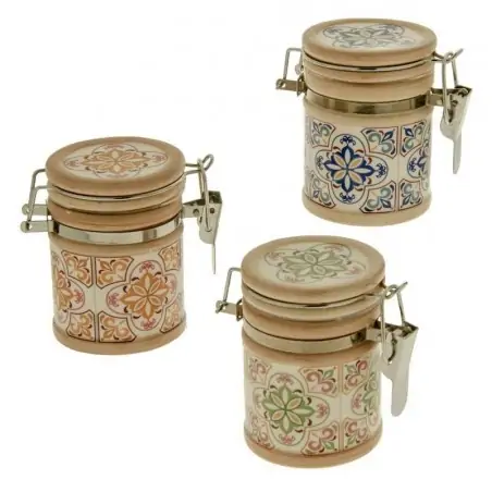 vasetti chiusura ermetica in ceramica fantasia maiolica