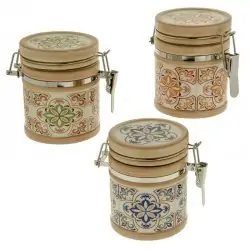 barattoli con chiusura ermetica in ceramica fantasia maiolica