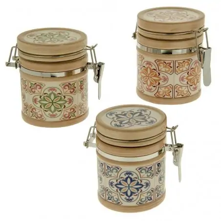 barattoli con chiusura ermetica in ceramica fantasia maiolica
