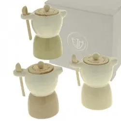 zuccheriera a forma di caffettiera in porcellana con tappo e