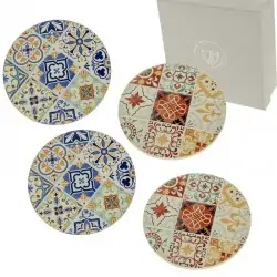 set 4 sottobicchieri decoro maioliche sottomoka bomboniera