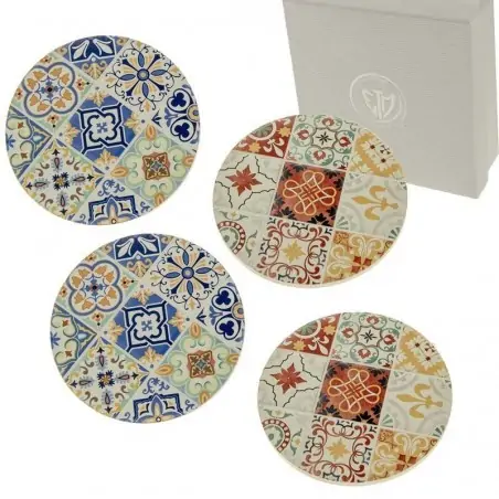 set 4 sottobicchieri decoro maioliche sottomoka bomboniera