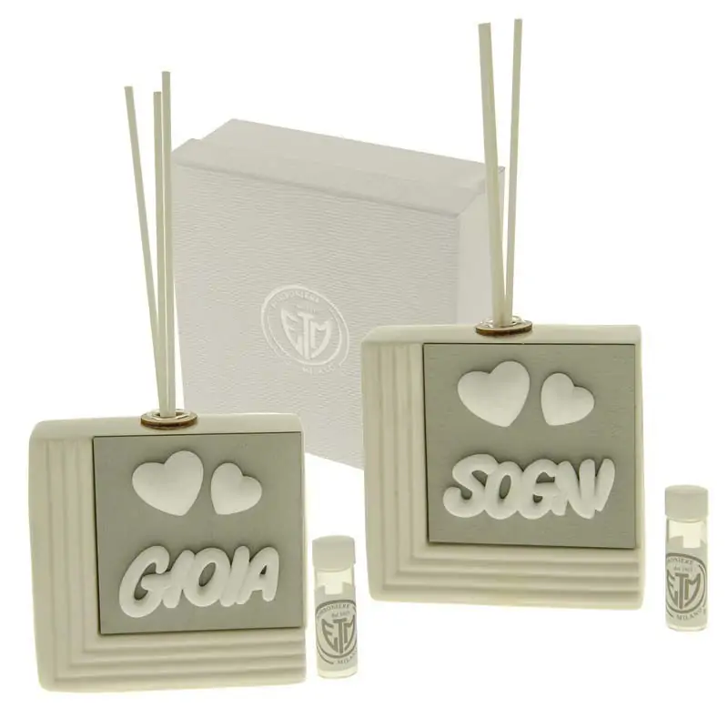 diffusore profumo ambiente con scritta e cuori bomboniere