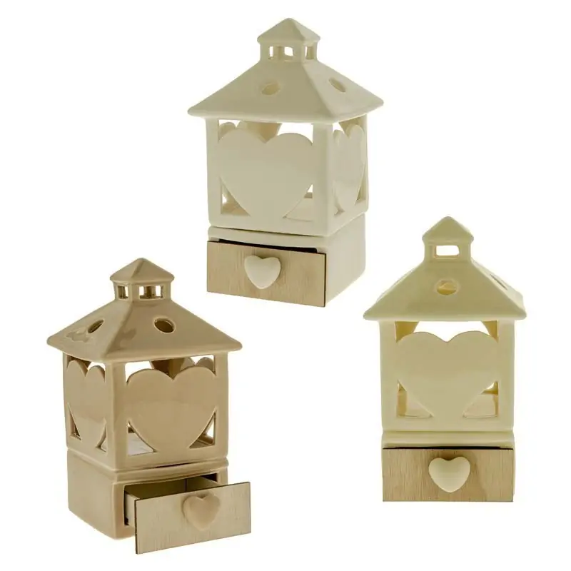 lanterne a forma di casetta in porcellana e legno bomboniere