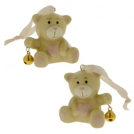 bomboniere nascita bimba orsetto porcellana con sonaglino