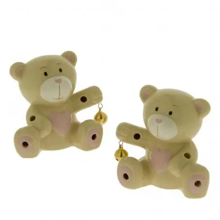 orsetto rosa bomboniere con luce led battesimo bambina