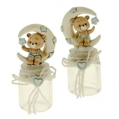 Bomboniera barattolo portaconfetti piccolo con orsetto su luna