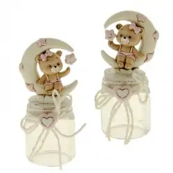 Barattolini Decorati Con orsetto Portaconfetti Nascita Bimba