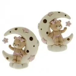 bomboniere orsetto su luna battesimo femminuccia