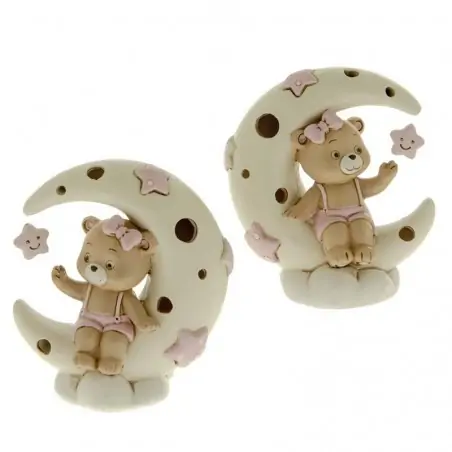 bomboniere orsetto su luna battesimo femminuccia