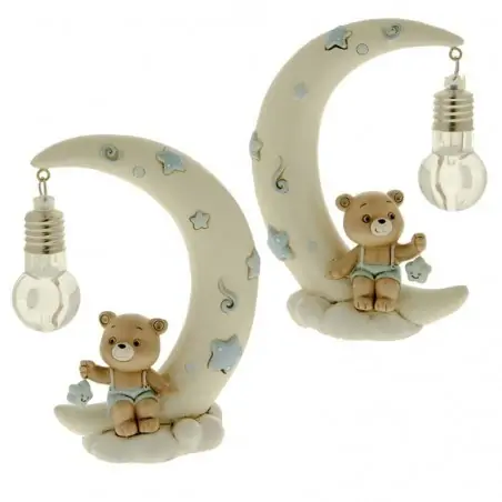 bomboniere battesimo maschietto luna con orsetto e led