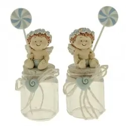 barattoli per confetti con angioletti bomboniere nascita bambino