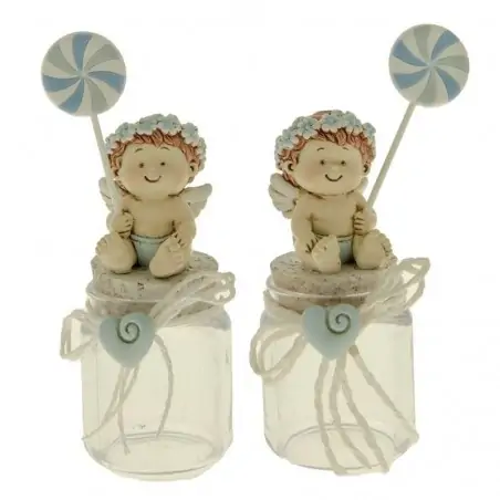 barattoli per confetti con angioletti bomboniere nascita bambino