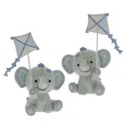 ELEFANTINO CON AQUILONE CELESTE BOMBONIERE NASCITA BAMBINO