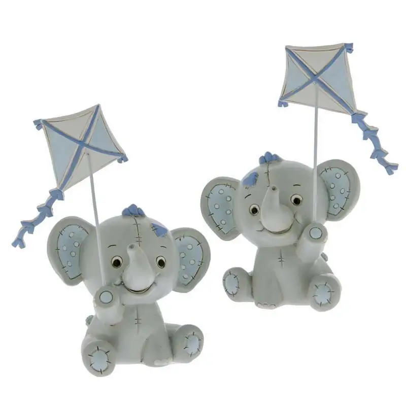 ELEFANTINO CON AQUILONE CELESTE BOMBONIERE NASCITA BAMBINO