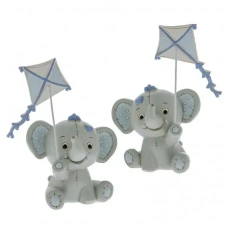 ELEFANTINO CON AQUILONE CELESTE BOMBONIERE NASCITA BAMBINO