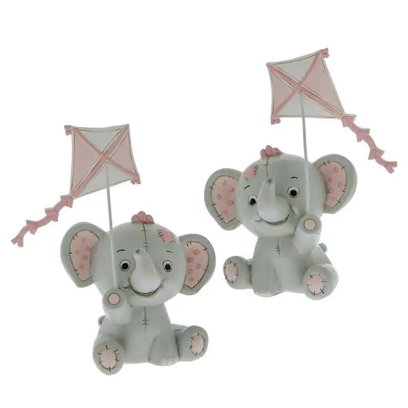 ELEFANTINO CON AQUILONE ROSA BOMBONIERE NASCITA BAMBINA