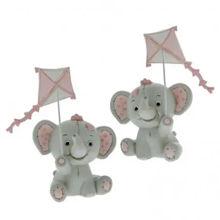 ELEFANTINO CON AQUILONE ROSA BOMBONIERE NASCITA BAMBINA