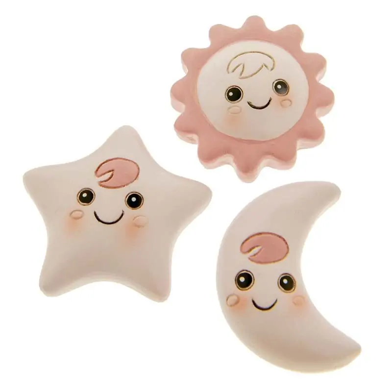 MAGNETI IN RESINA SOLE LUNA E STELLA RICORDINI NASCITA BAMBINA