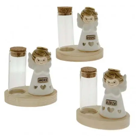 ANGIOLETTI CON FIALA VETRO PORTACONFETTI BOMBONIERE