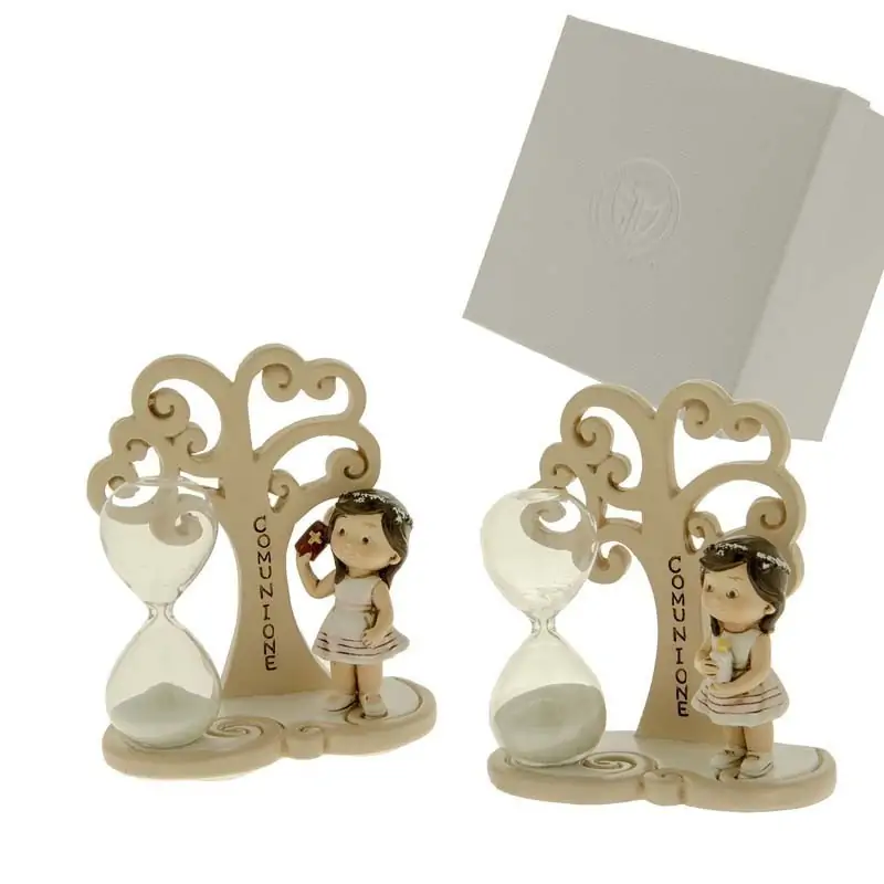 bomboniere clessidre con albero della vita e bimba comunione