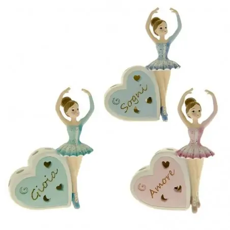 pattinatrice con cuore luce led bomboniere comunione bimba