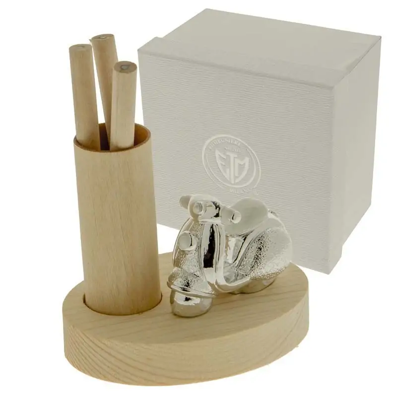 portamatite in legno con vespa idee bomboniere comunione