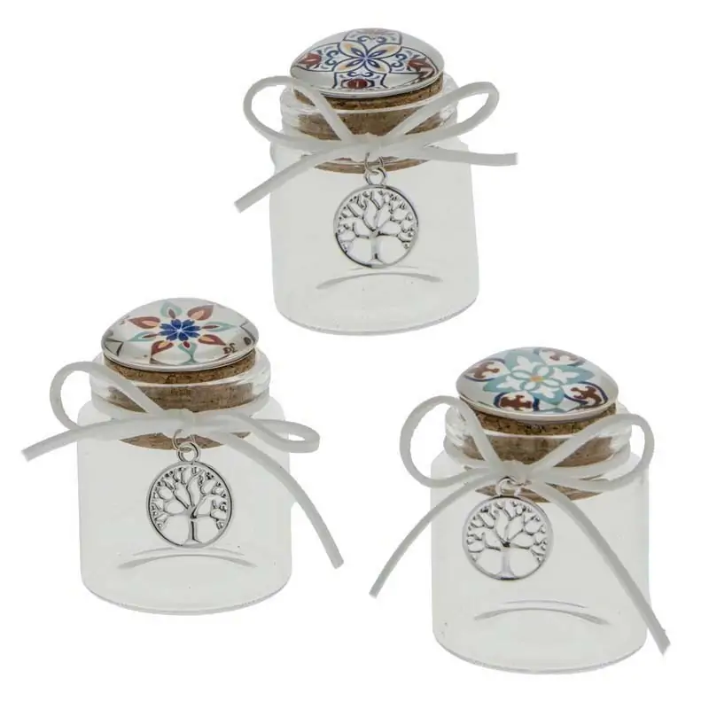 vasi vetro per confetti con ciondoli albero della vita