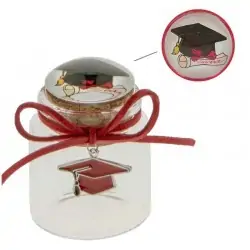 bomboniere laurea barattolo vetro con ciondolo cappello rosso