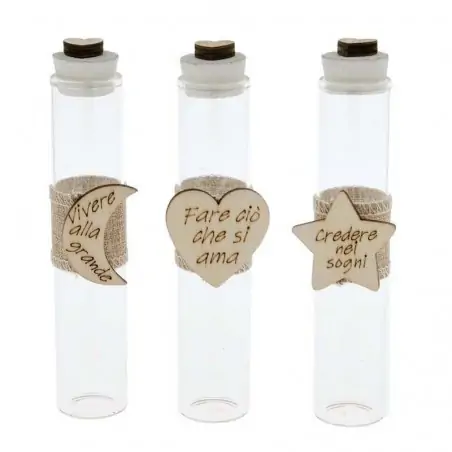 fiale portaconfetti in vetro shabby con frasi