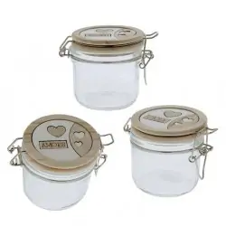 bomboniere barattoli ermetici in vetro e legno con frasi