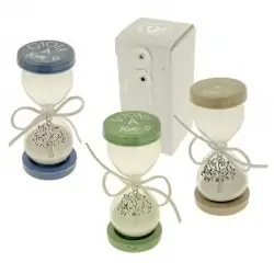 clessidre in vetro con base colorata e ciondolo albero della