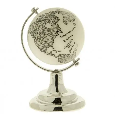 bomboniere tema viaggio con frasi sul mappamondo in pietra